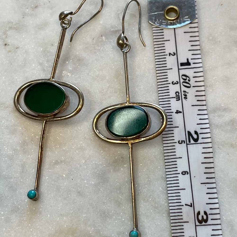 Modern/Atomic style sterling silver earrings